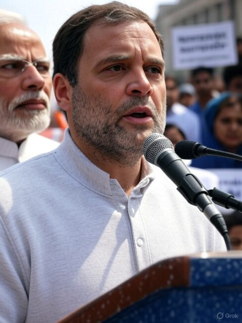 'नरेंद्र समर्पण' की बयानबाजी नरेंद्र मोदी के '56 इंच के सीने' को झकझोर देती है। राहुल गांधी ने मई 2025 में ऑपरेशन सिंदूर के दौरान भारत-पाकिस्तान युद्धविराम पर नरेंद्र मोदी की छवि को चुनौती देने के लिए "नरेंद्र, आत्मसमर्पण" जैसे वाक्यांशों का इस्तेमाल किया है। राहुल गांधी द्वारा "आत्मसमर्पण" की बयानबाजी का जवाब संघर्ष विराम के लिए सहमत होने के लिए प्रधान मंत्री नरेंद्र मोदी की आलोचना करना था और कांग्रेस पार्टी द्वारा 2014 में पद संभालने के बाद से नरेंद्र मोदी के नेतृत्व के लिए आलोचना का केंद्र होने से प्रबलित था।