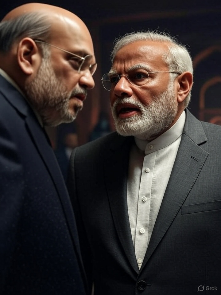 इस लेख में अपने उत्तराधिकारी अमित शाह को लेकर नरेंद्र मोदी के द्वंद्व के बारे में चर्चा की गई है और प्रधानमंत्री पद तक पहुंचने के लिए हताश शाह के बारे में बात की गई है